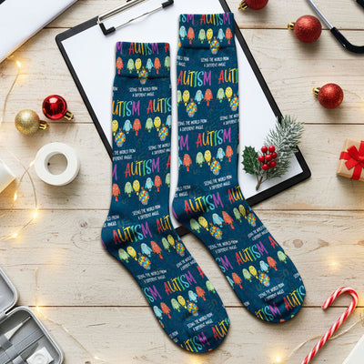 Autism Seeing The World From A Different Angle Birds Socks, Socks for Nurse Doctor