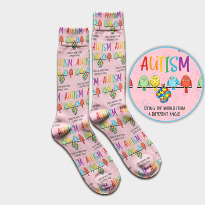 Autism Seeing The World From A Different Angle Birds Socks, Socks for Nurse Doctor