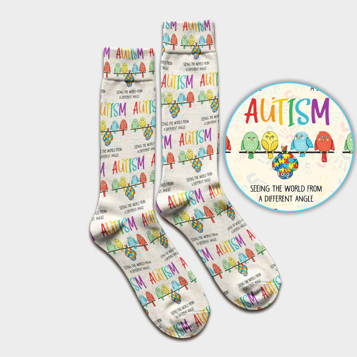 Autism Seeing The World From A Different Angle Birds Socks, Socks for Nurse Doctor