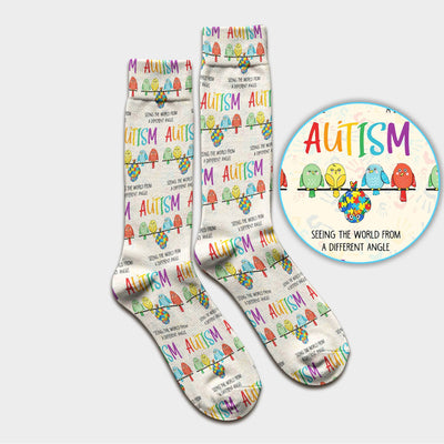 Autism Seeing The World From A Different Angle Birds Socks, Socks for Nurse Doctor