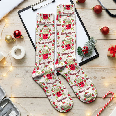 Cute Strawberry Jam Nurse Pattern Socks, Breathable Fabrics Medical Uniform