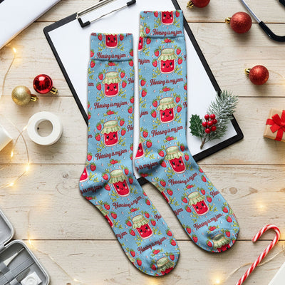 Cute Strawberry Jam Nurse Pattern Socks, Breathable Fabrics Medical Uniform