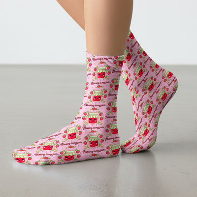 Cute Strawberry Jam Nurse Pattern Socks, Breathable Fabrics Medical Uniform
