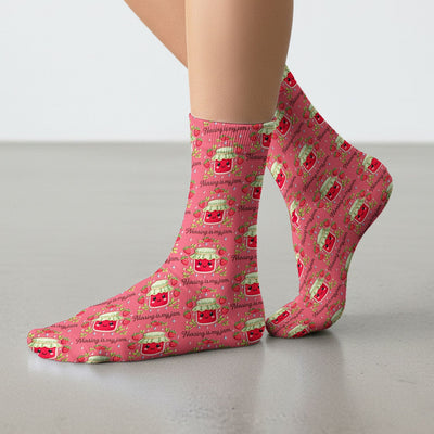 Cute Strawberry Jam Nurse Pattern Socks, Breathable Fabrics Medical Uniform