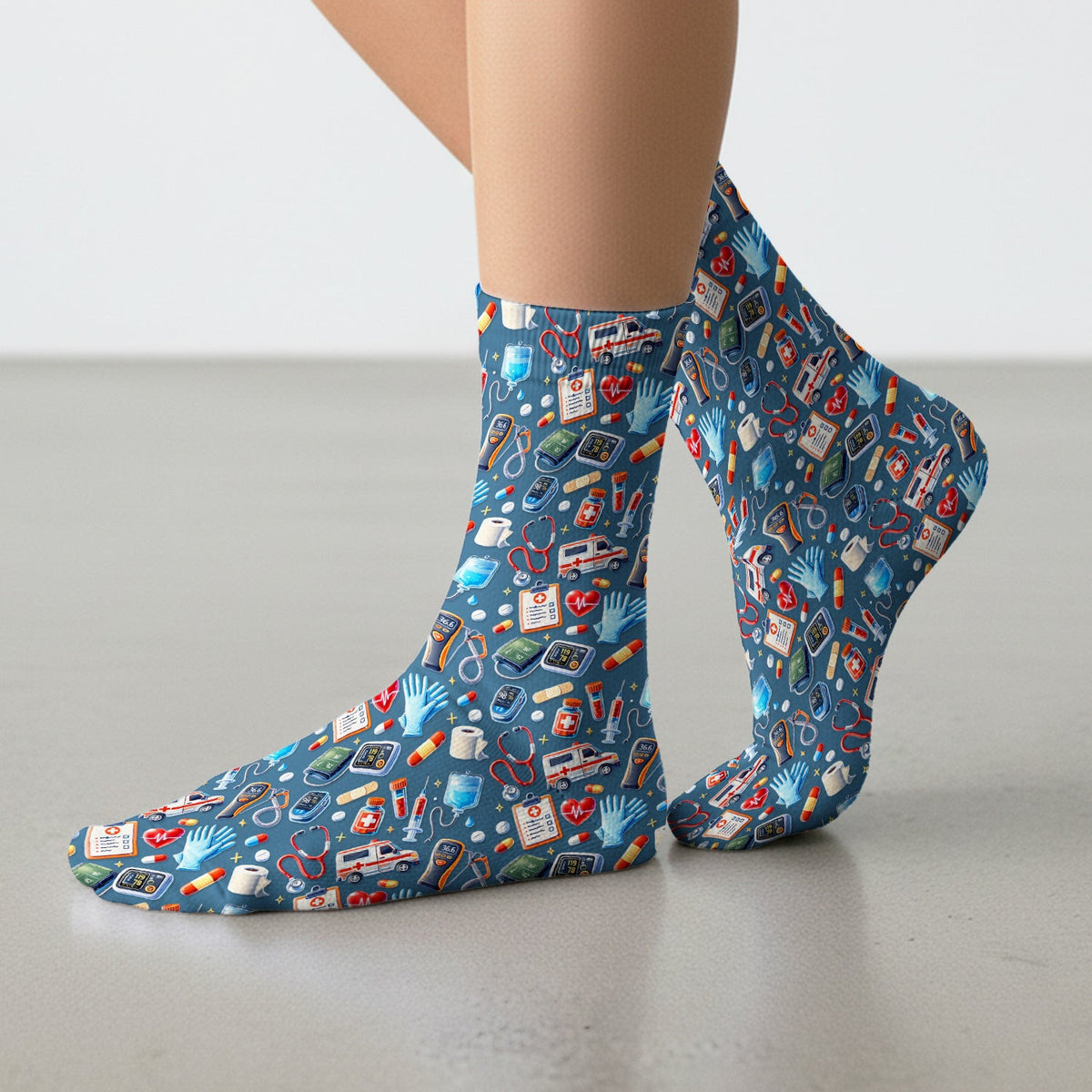 Medical Tools Pattern Ambulance Stethoscope Socks, Socks for Men and Women