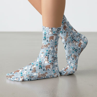 Cute Dog Pattern Veterinary Medical Socks, Socks for Nurse Doctor