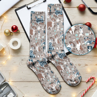 Cute Dog Pattern Veterinary Medical Socks, Socks for Nurse Doctor