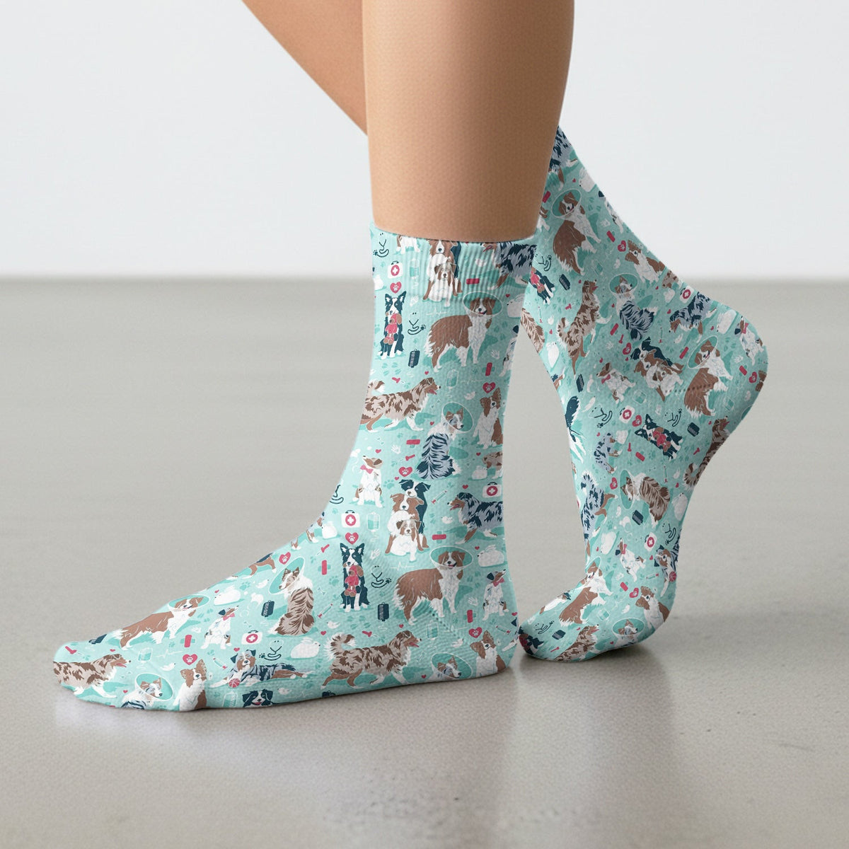 Cute Dog Pattern Veterinary Medical Socks, Socks for Nurse Doctor