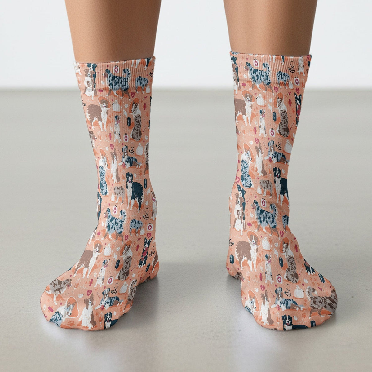 Cute Dog Pattern Veterinary Medical Socks, Socks for Nurse Doctor