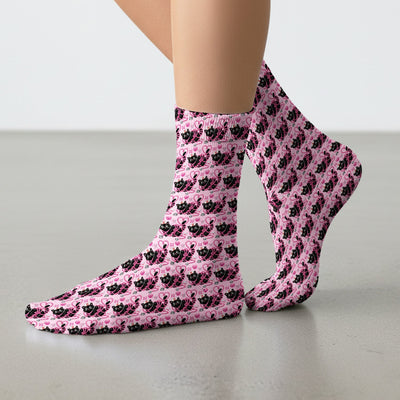 Valentine Cute Cat Nurse Heart Print Medical Socks, Adult Socks for Men and Women