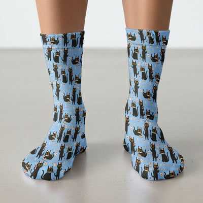 Cute Black Cat Nurse Pattern Medical Socks, Breathable Fabrics Medical Uniform