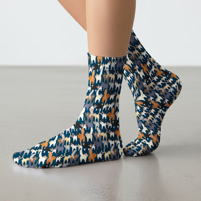 Whimsical Multicolor Cat Cartoon Pattern Medical Socks, Socks for Nurse Doctor