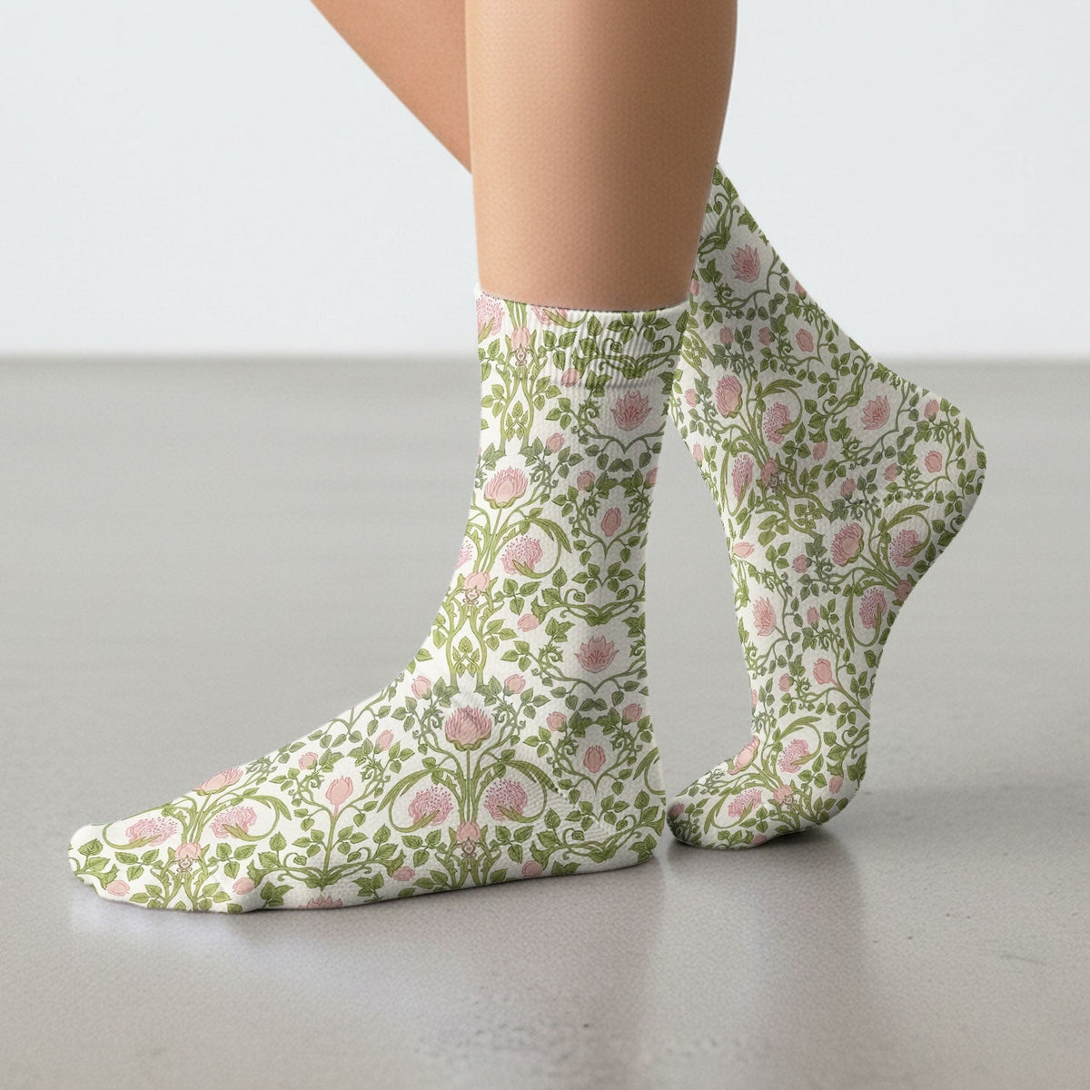 Cat Nurse Scrub Socks, Floral Scrub Sock For Women, Breathable Fabrics Nursing Uniform