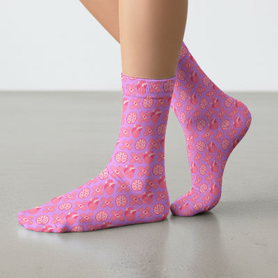 Heart & Brain Medical Icon Pattern Socks, Socks for Nurse Doctor