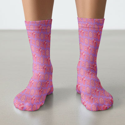 Heart & Brain Medical Icon Pattern Socks, Socks for Nurse Doctor