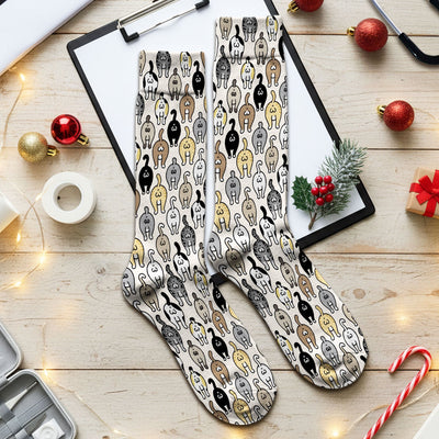 Cat Lover Nurse Scrub Socks, Funny Cat Butt Pattern Medical Sock, Breathable Fabrics Nursing Uniform