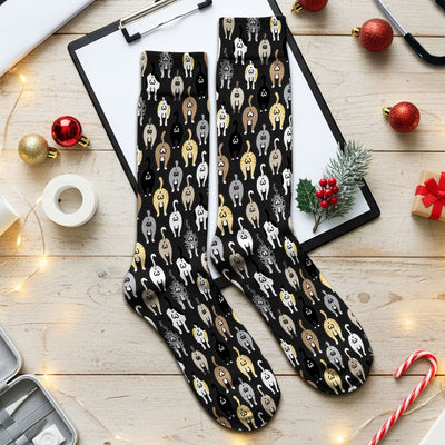 Cat Lover Nurse Scrub Socks, Funny Cat Butt Pattern Medical Sock, Breathable Fabrics Nursing Uniform
