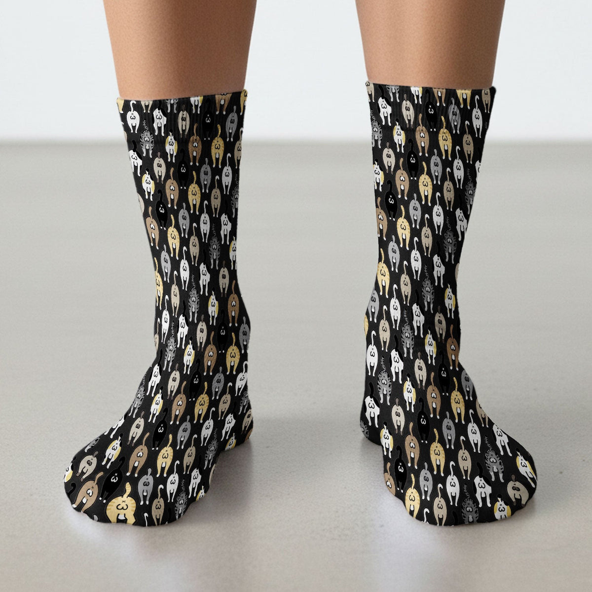 Cat Lover Nurse Scrub Socks, Funny Cat Butt Pattern Medical Sock, Breathable Fabrics Nursing Uniform