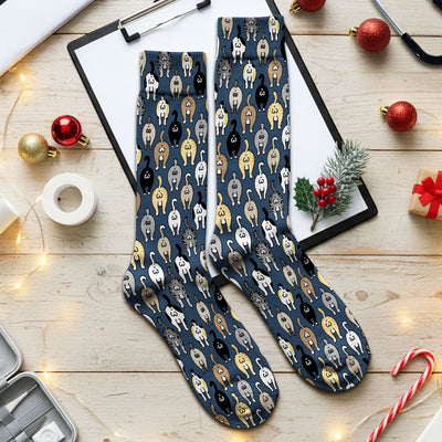 Cat Lover Nurse Scrub Socks, Funny Cat Butt Pattern Medical Sock, Breathable Fabrics Nursing Uniform