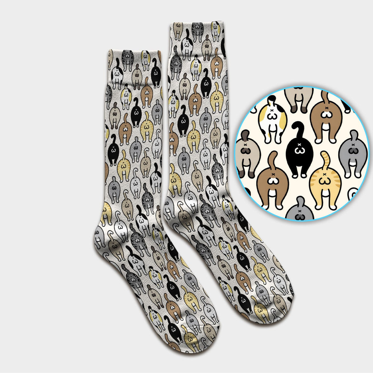 Cat Lover Nurse Scrub Socks, Funny Cat Butt Pattern Medical Sock, Breathable Fabrics Nursing Uniform