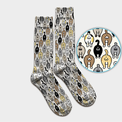 Cat Lover Nurse Scrub Socks, Funny Cat Butt Pattern Medical Sock, Breathable Fabrics Nursing Uniform