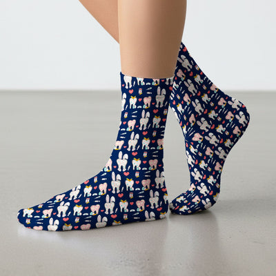 Playful Bunny Dentist Illustration Medical Socks, Adult Socks for Men and Women