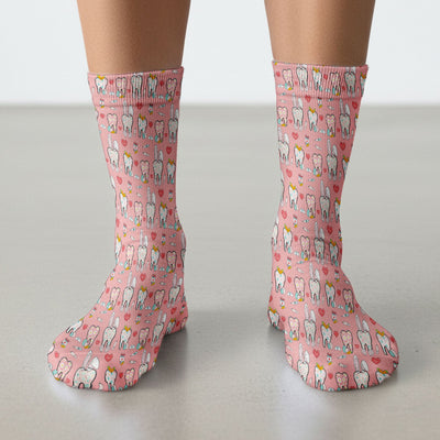 Playful Bunny Dentist Illustration Medical Socks, Adult Socks for Men and Women