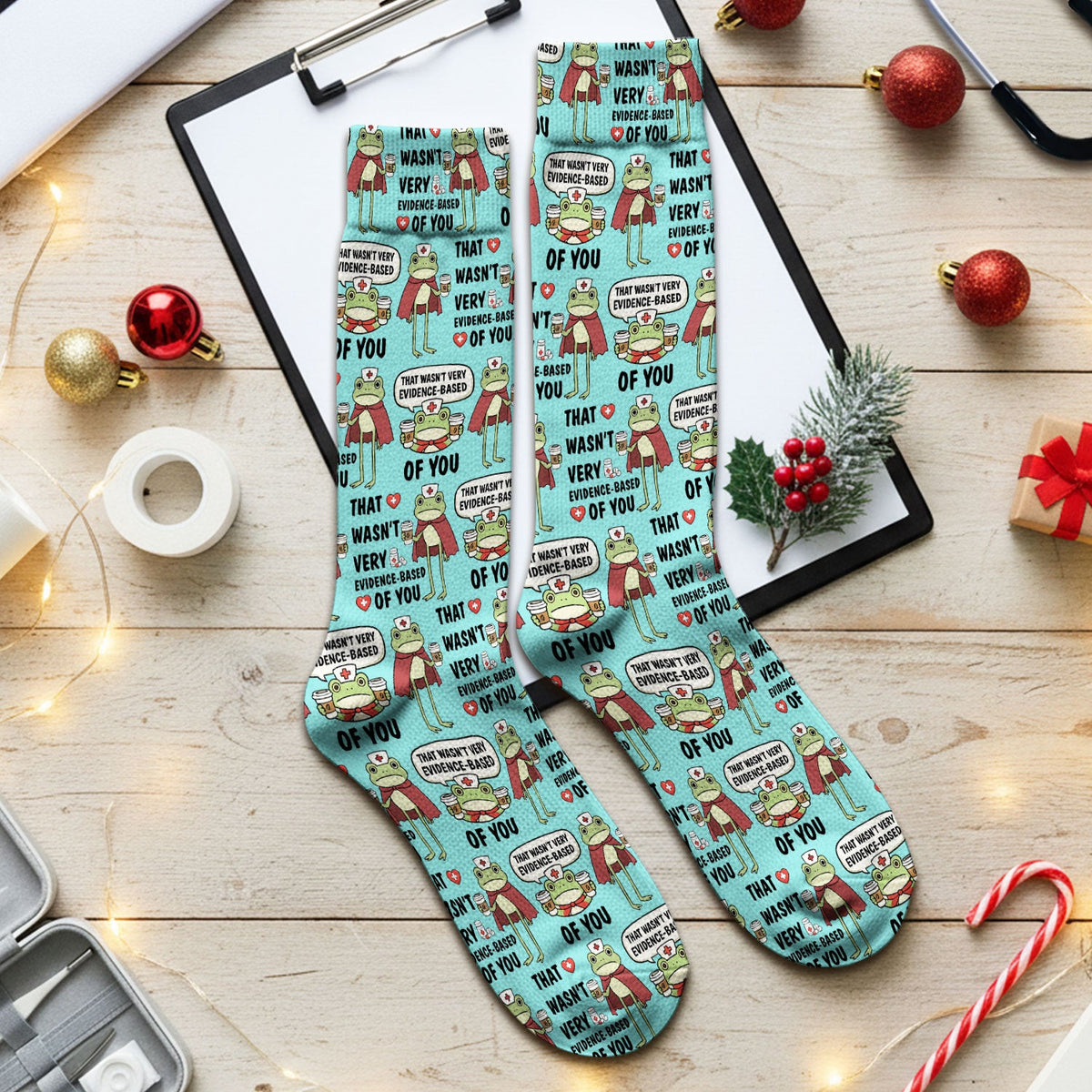 Funny Frog Nurse Quote Medical Pattern, Socks for Nurse Doctor