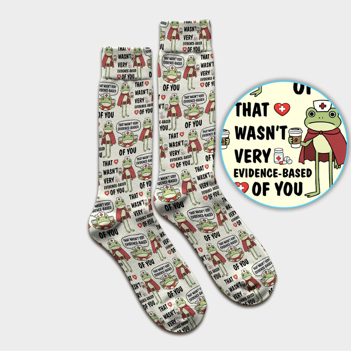 Funny Frog Nurse Quote Medical Pattern, Socks for Nurse Doctor