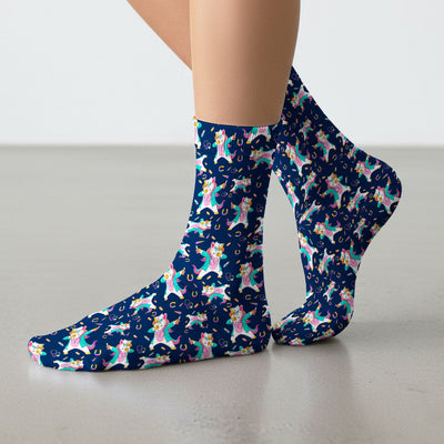Cute Unicorn Nurse Dance Pattern Socks, Breathable Fabrics Medical Uniform