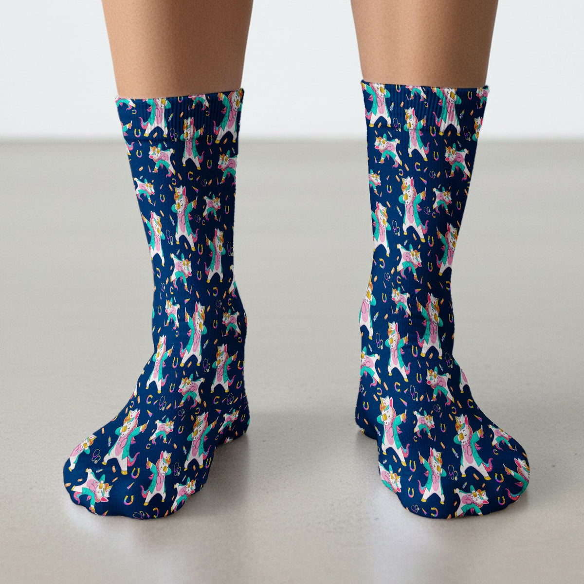 Cute Unicorn Nurse Dance Pattern Socks, Breathable Fabrics Medical Uniform
