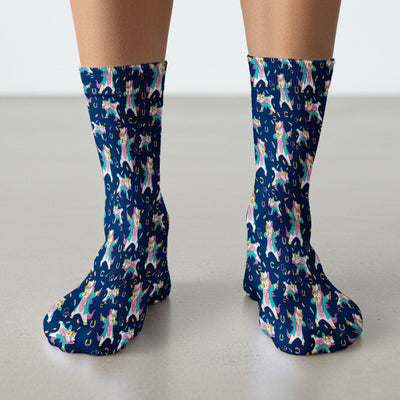Cute Unicorn Nurse Dance Pattern Socks, Breathable Fabrics Medical Uniform