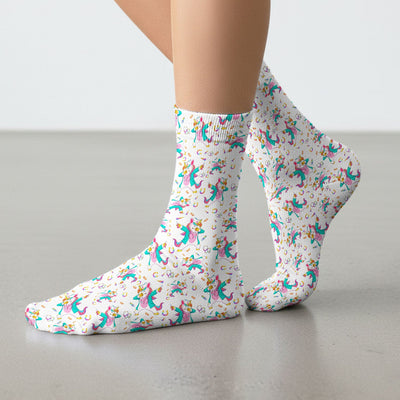Cute Unicorn Nurse Dance Pattern Socks, Breathable Fabrics Medical Uniform