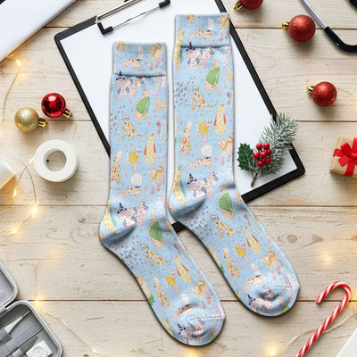 Colorful Pastel Cartoon Cats Print Socks, Breathable Fabrics Medical Uniform