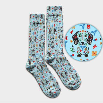 Dachshund Medical Icon Pattern Socks, Socks for Nurse Doctor