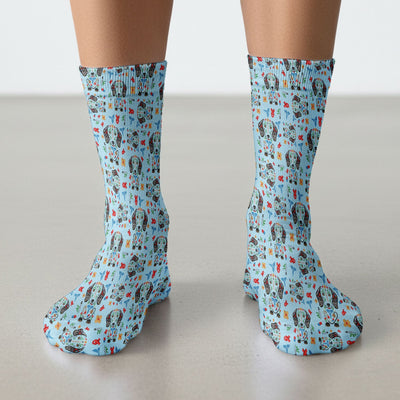 Dachshund Medical Icon Pattern Socks, Socks for Nurse Doctor