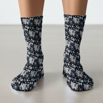 Blue Nurse Bow Floral Butterfly Pattern Socks, Breathable Fabrics Medical Uniform