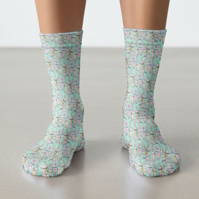 Cute Easter Bunny Coffee Cup Pattern Socks, Adult Socks for Men and Women