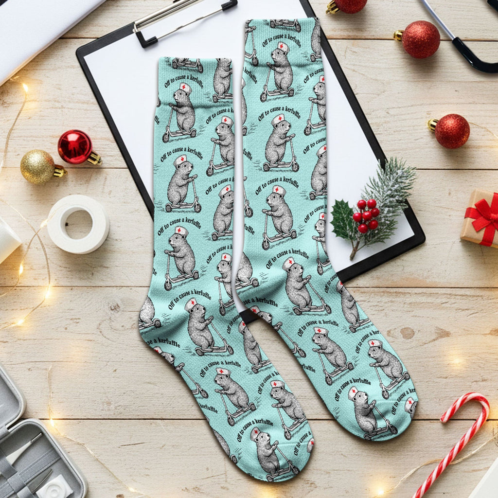 Funny Nurse Mouse Scooter Print Medical Socks, Socks for Nurse Doctor Adults