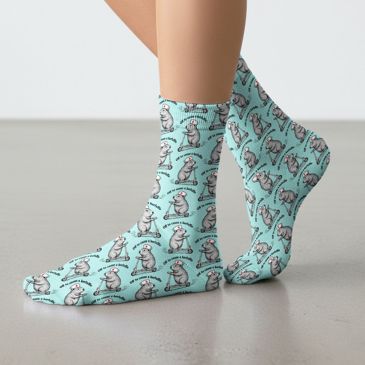 Funny Nurse Mouse Scooter Print Medical Socks, Socks for Nurse Doctor Adults