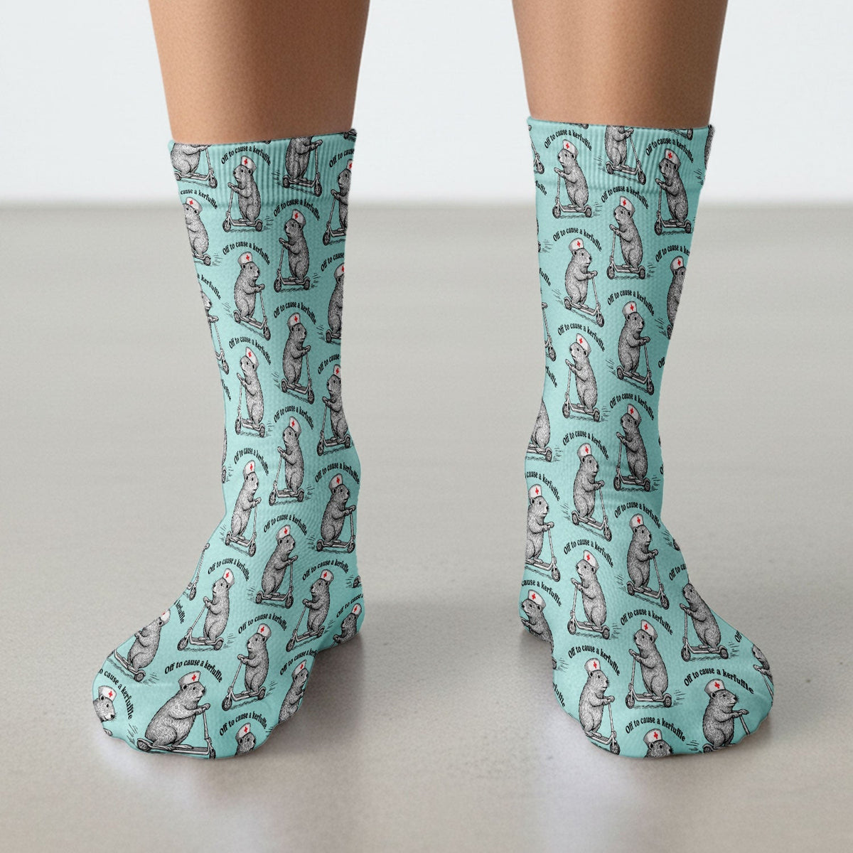 Funny Nurse Mouse Scooter Print Medical Socks, Socks for Nurse Doctor Adults