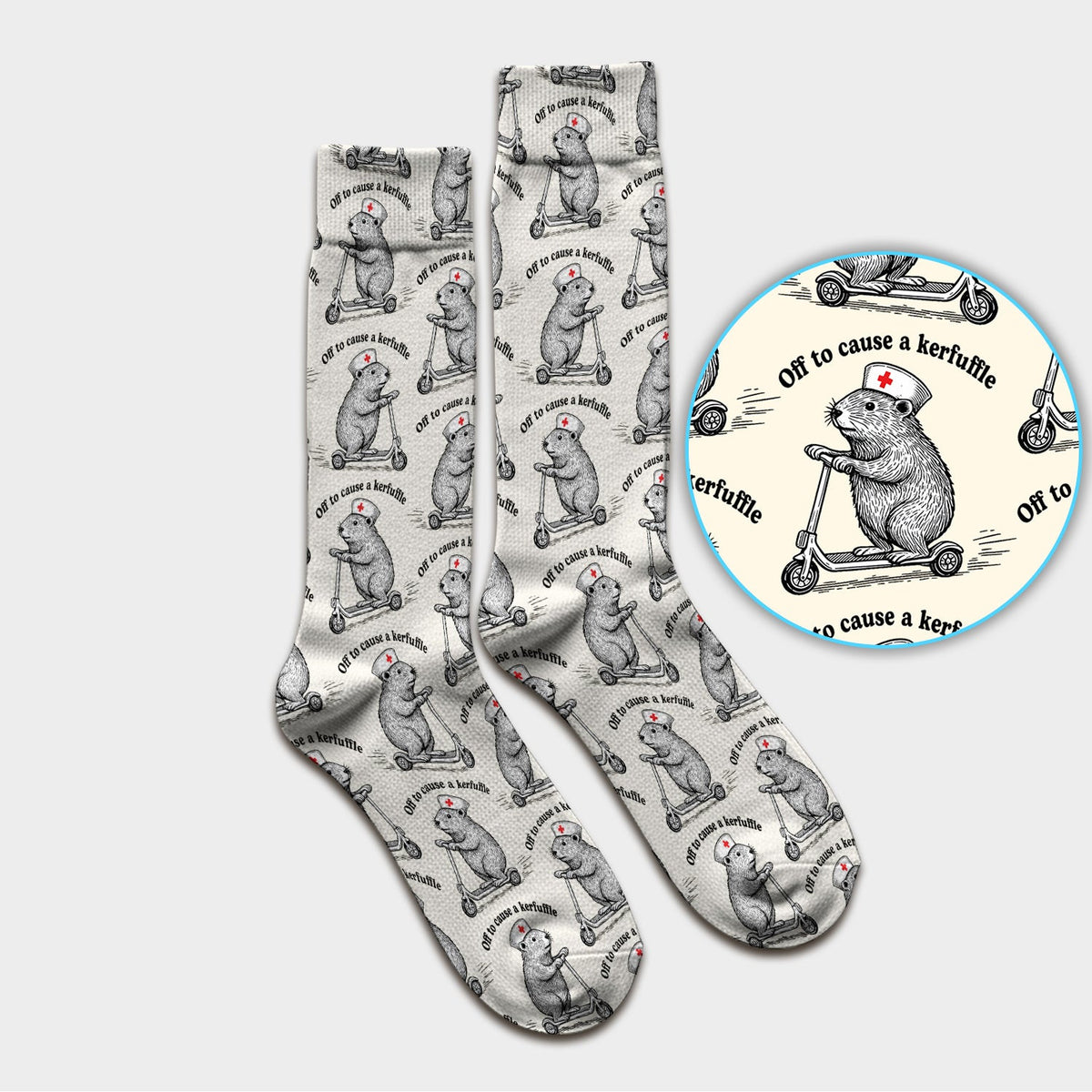 Funny Nurse Mouse Scooter Print Medical Socks, Socks for Nurse Doctor Adults