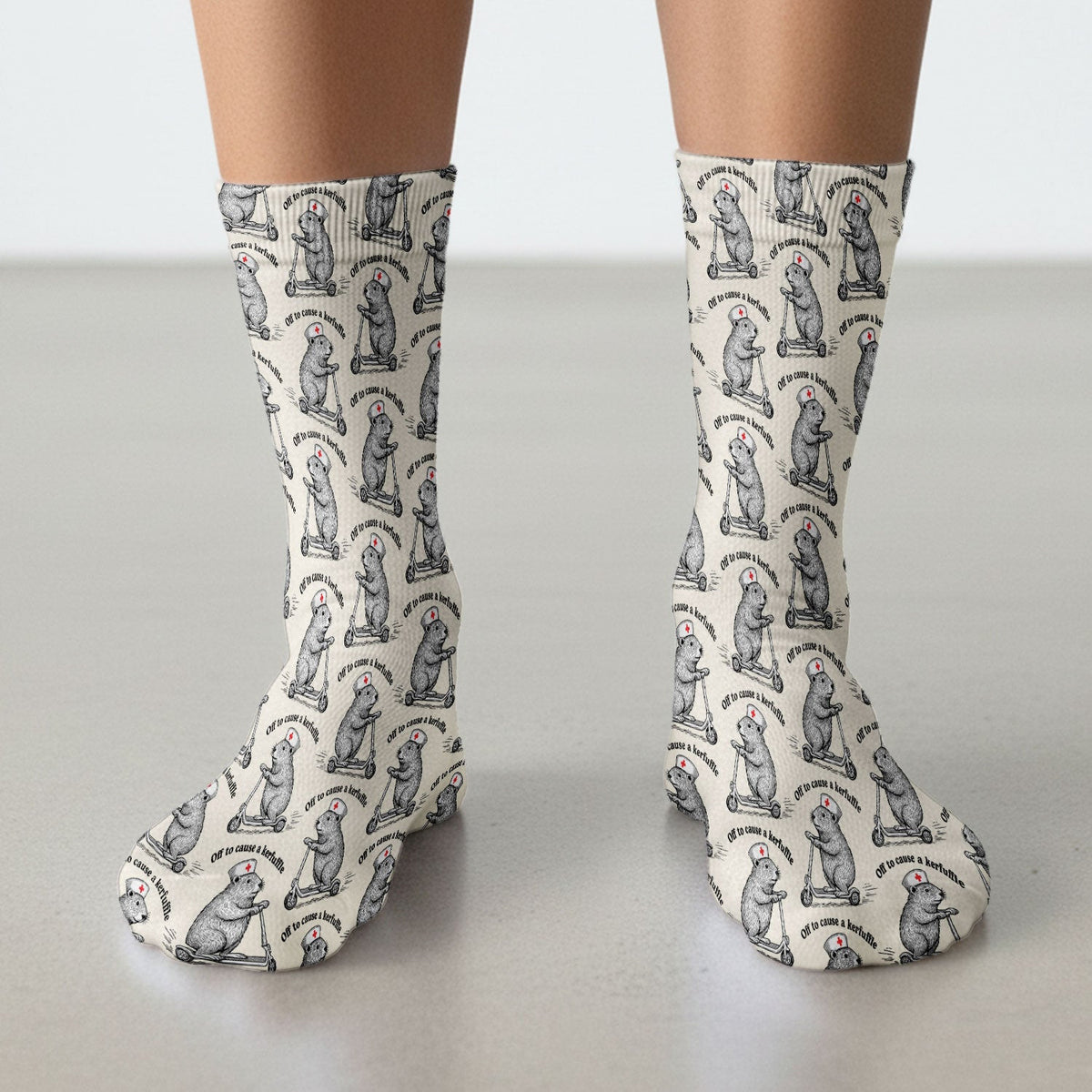 Funny Nurse Mouse Scooter Print Medical Socks, Socks for Nurse Doctor Adults
