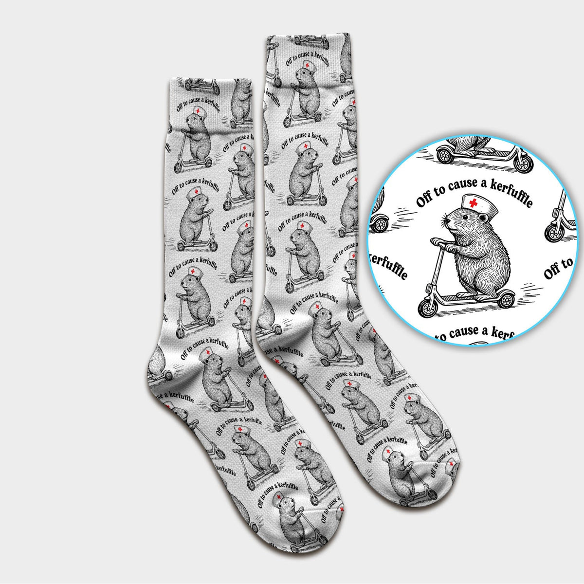 Funny Nurse Mouse Scooter Print Medical Socks, Socks for Nurse Doctor Adults
