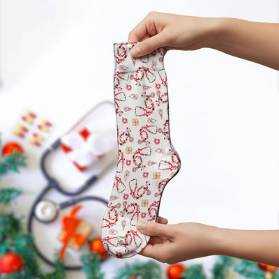 Heart Stethoscope Medical Pattern, Socks for Nurse Doctor