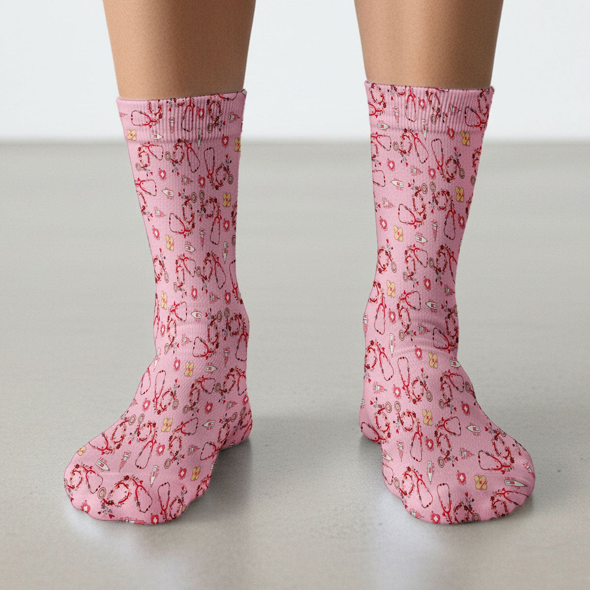 Heart Stethoscope Medical Pattern, Socks for Nurse Doctor