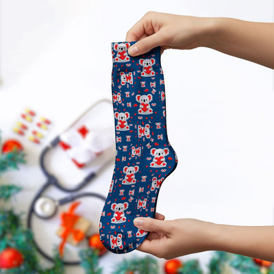 Valentine Cute Koala Heart Pattern Socks, Socks for Nurse Doctor