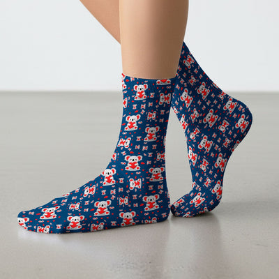 Valentine Cute Koala Heart Pattern Socks, Socks for Nurse Doctor