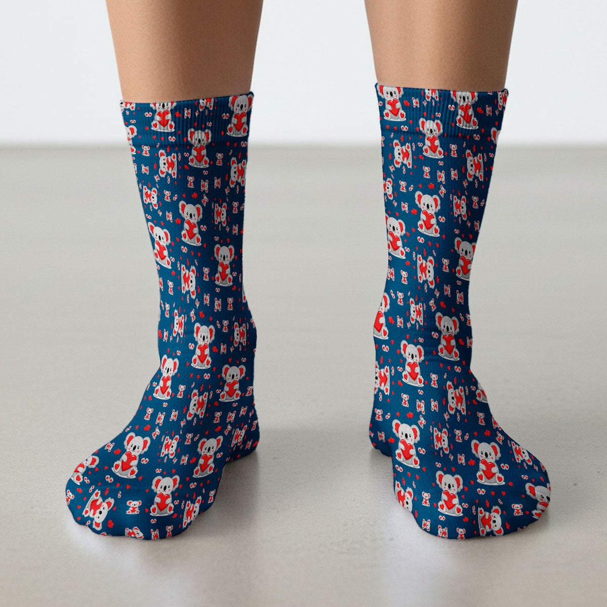 Valentine Cute Koala Heart Pattern Socks, Socks for Nurse Doctor