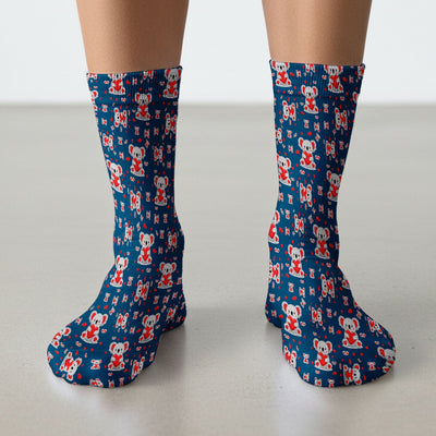 Valentine Cute Koala Heart Pattern Socks, Socks for Nurse Doctor